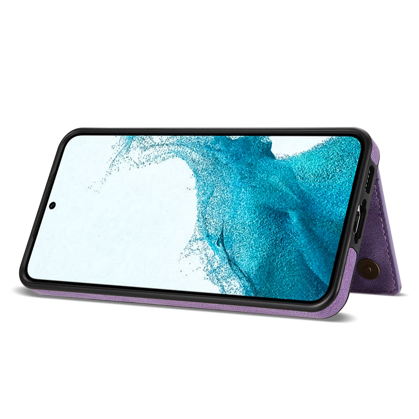 For Samsung Galaxy S24 Case Line Splicing Imprinted Leather Phone Cover - Purple