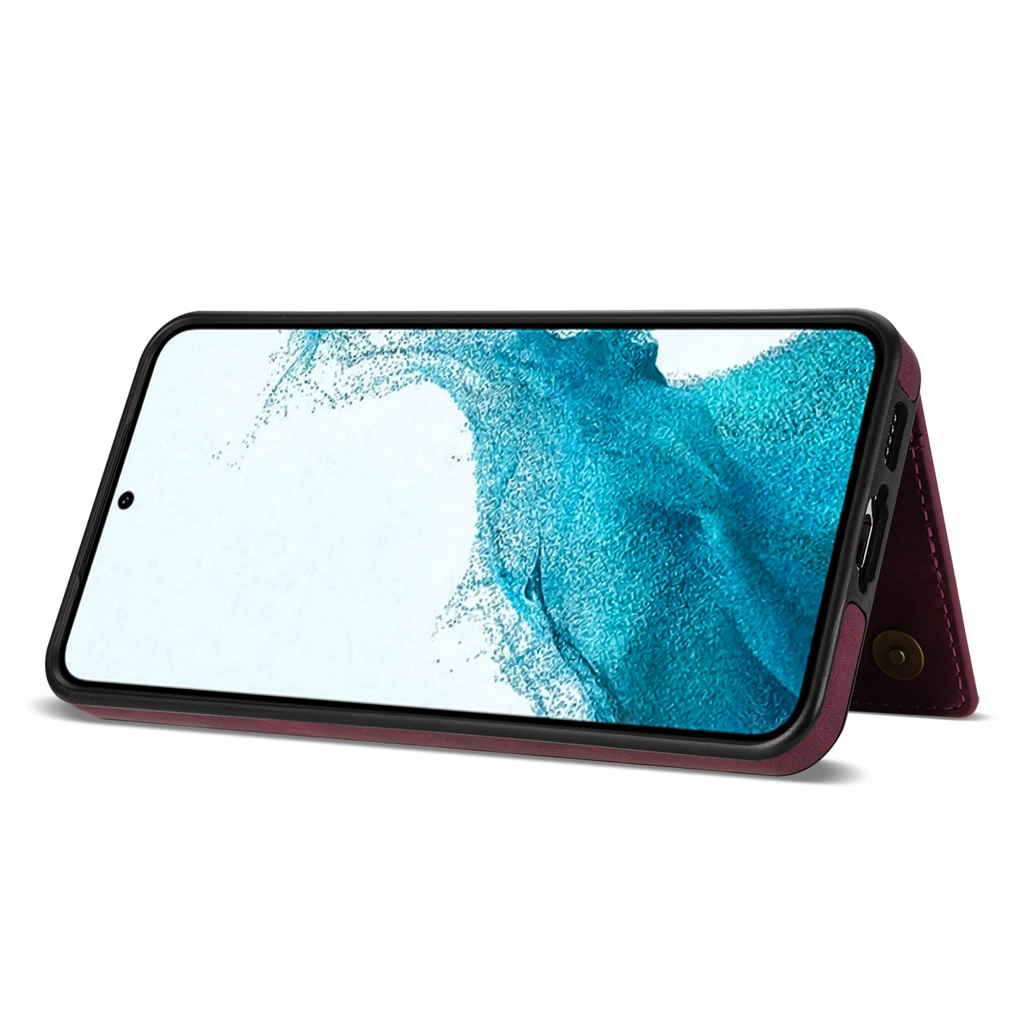 For Samsung Galaxy S24 Case Line Splicing Imprinted Leather Phone Cover - Wine Red