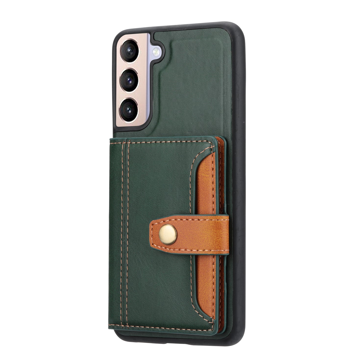 Cell Phone Case for Samsung Galaxy S24+ , Calf Texture Card Holder PU Leather+TPU Cover - Green