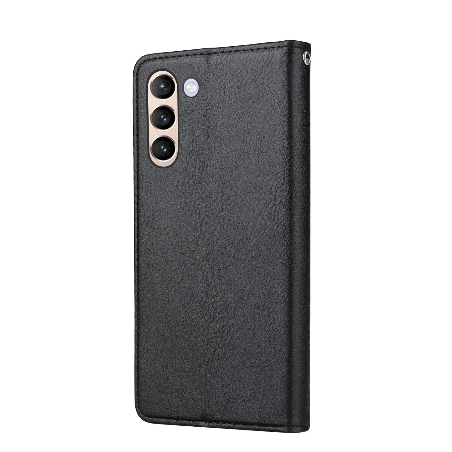 For Samsung Galaxy S24+ Cell Phone Case Magnetic Closing Flip Stand Leather Wallet Cover - Black