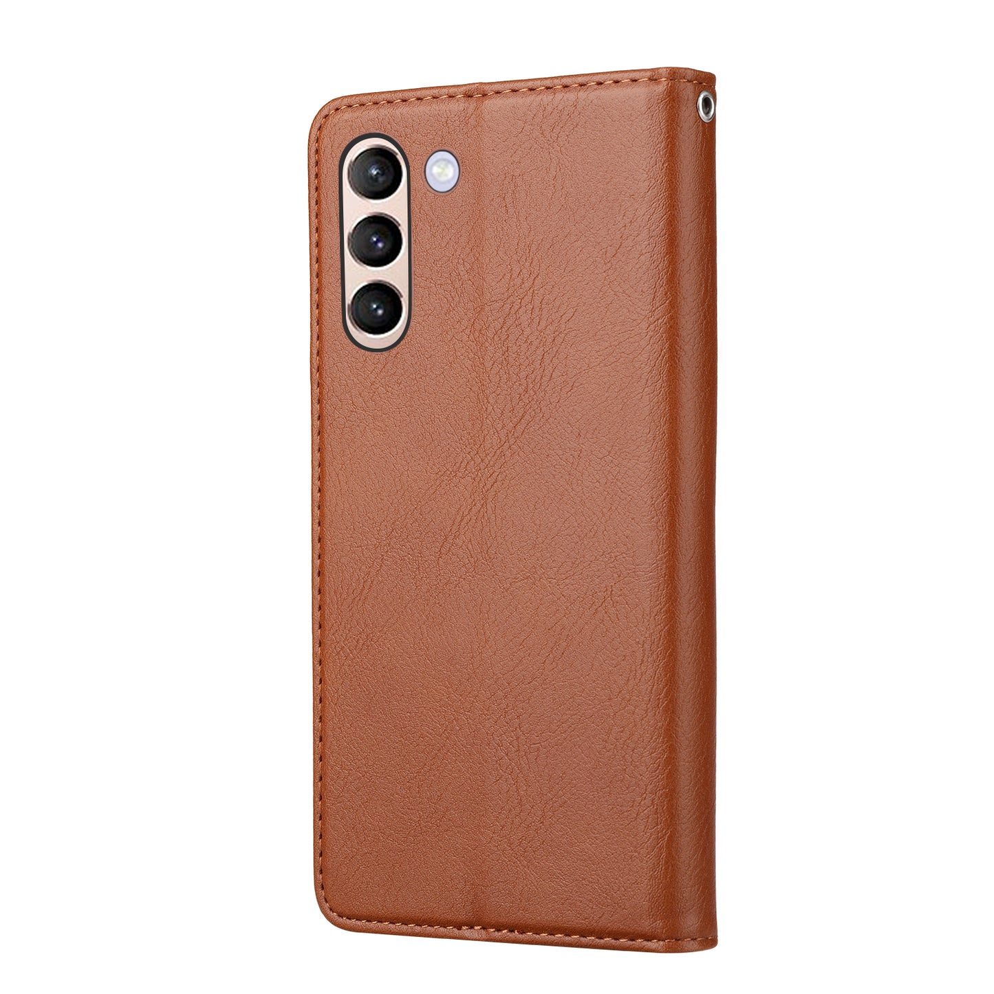 For Samsung Galaxy S24 Cell Phone Case Magnetic Closing PU Leather Wallet Cover - Light Brown