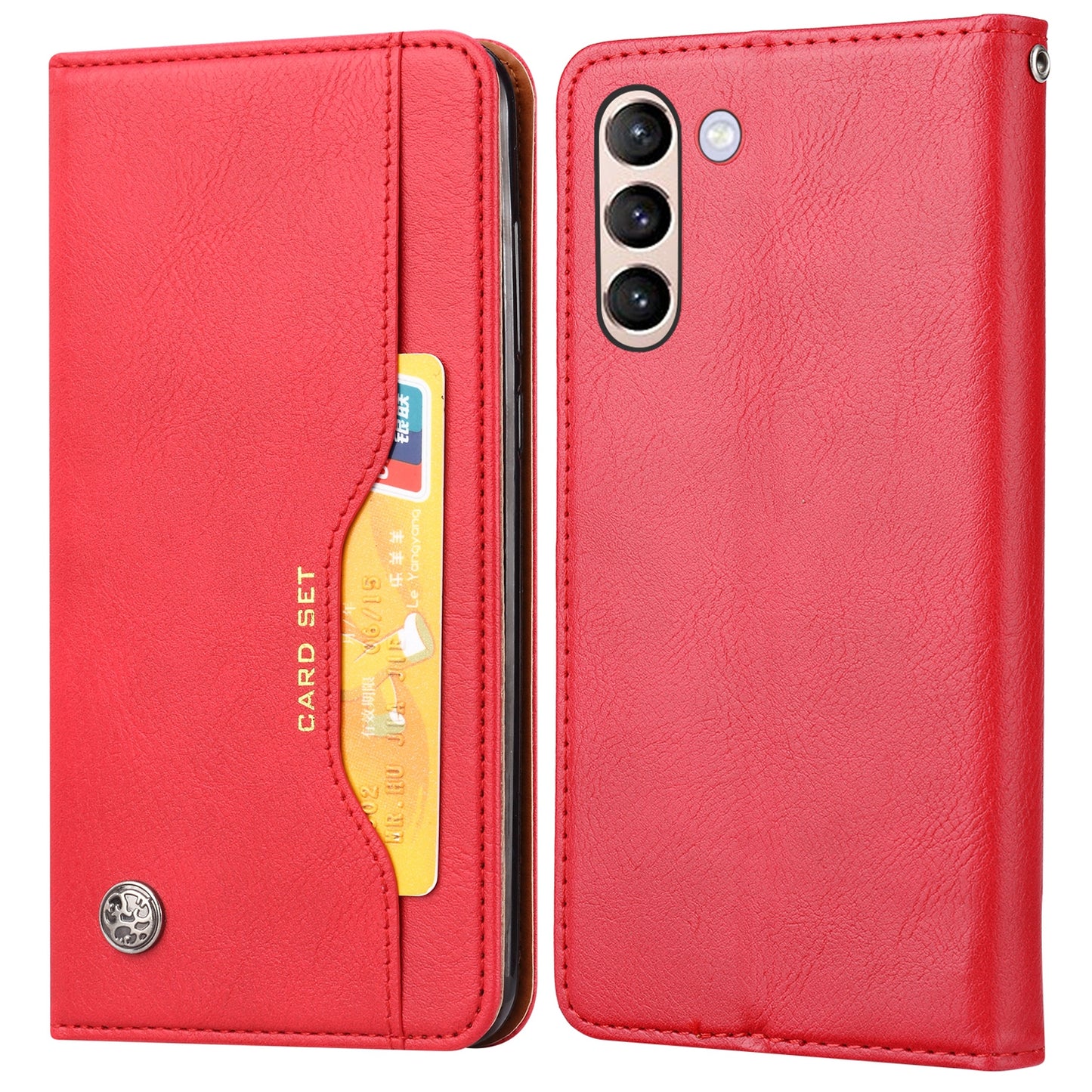 For Samsung Galaxy S24 Cell Phone Case Magnetic Closing PU Leather Wallet Cover - Red