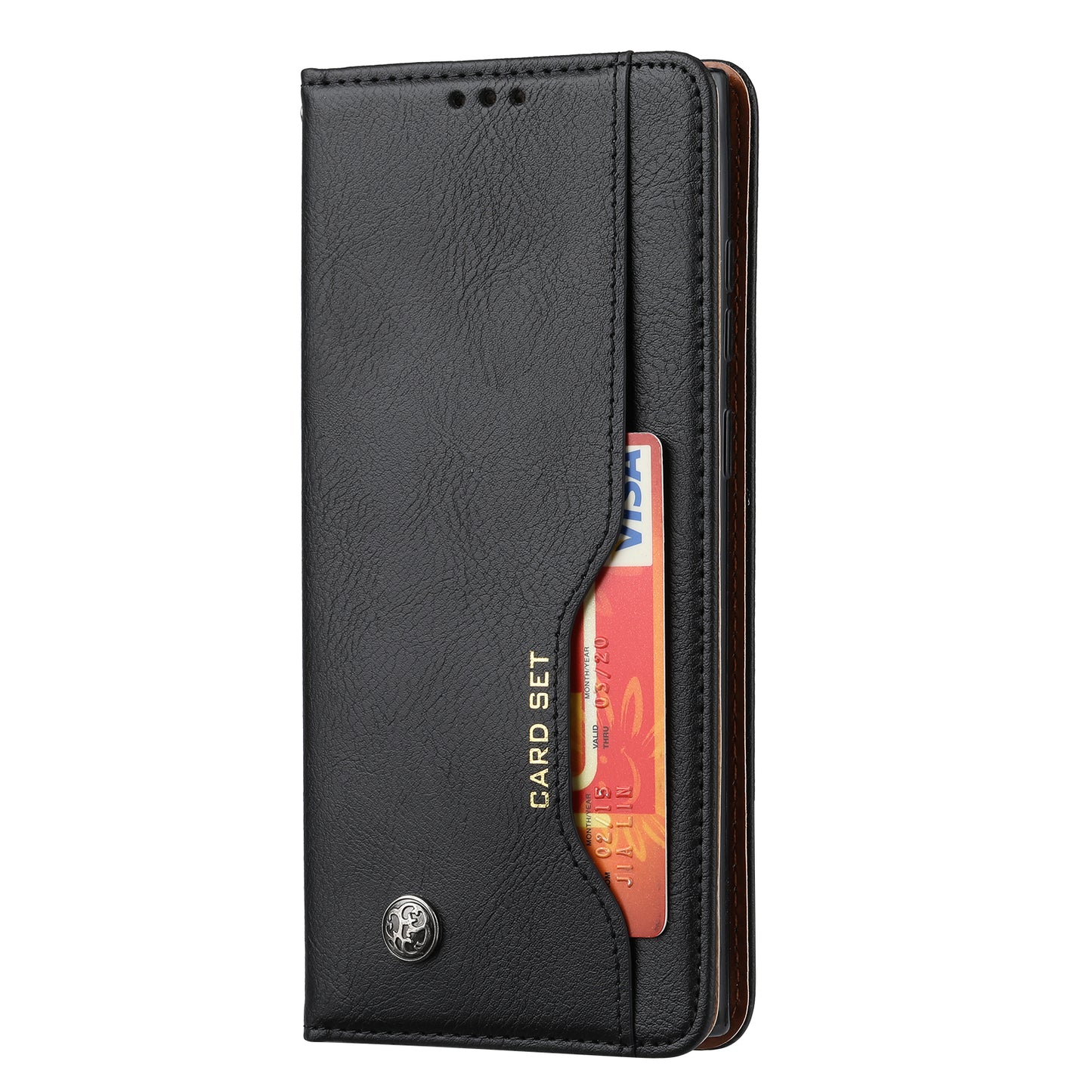For Samsung Galaxy S24 Ultra Cell Phone Case Magnetic Closing PU Leather Stand Cover - Black