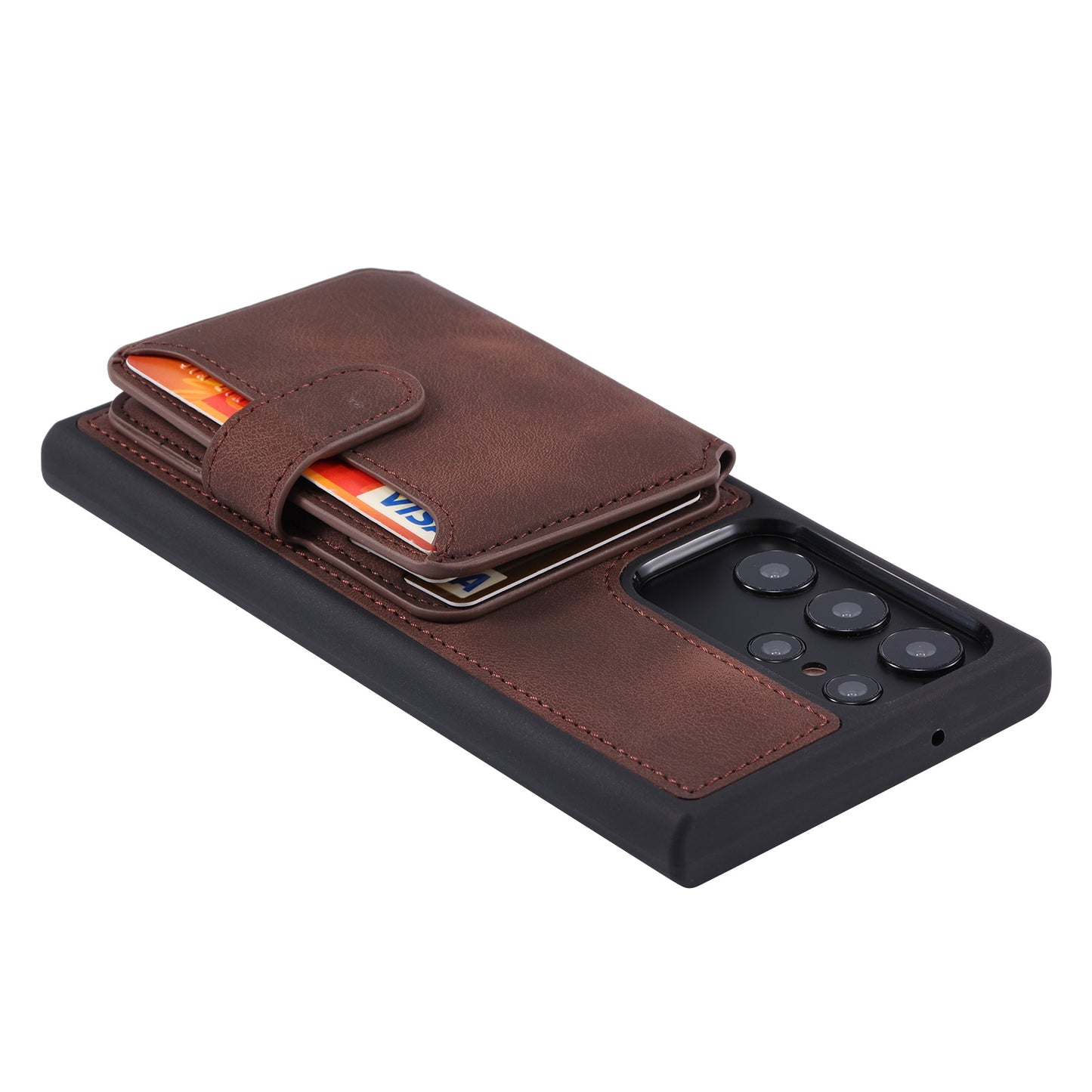 For Samsung Galaxy S24 Ultra Case RFID Blocking Wallet Phone Cover with Card Slot - Coffee