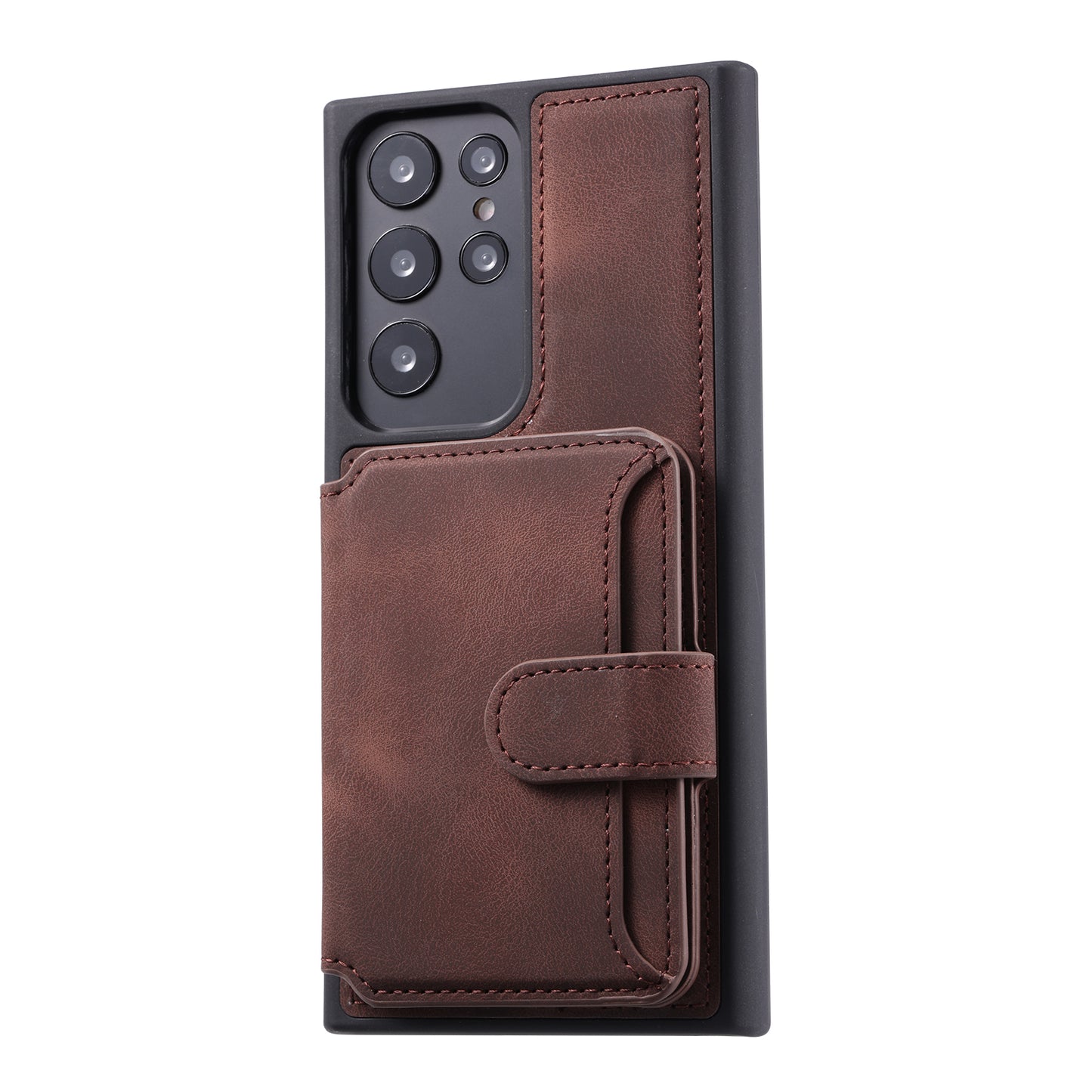 For Samsung Galaxy S24 Ultra Case RFID Blocking Wallet Phone Cover with Card Slot - Coffee