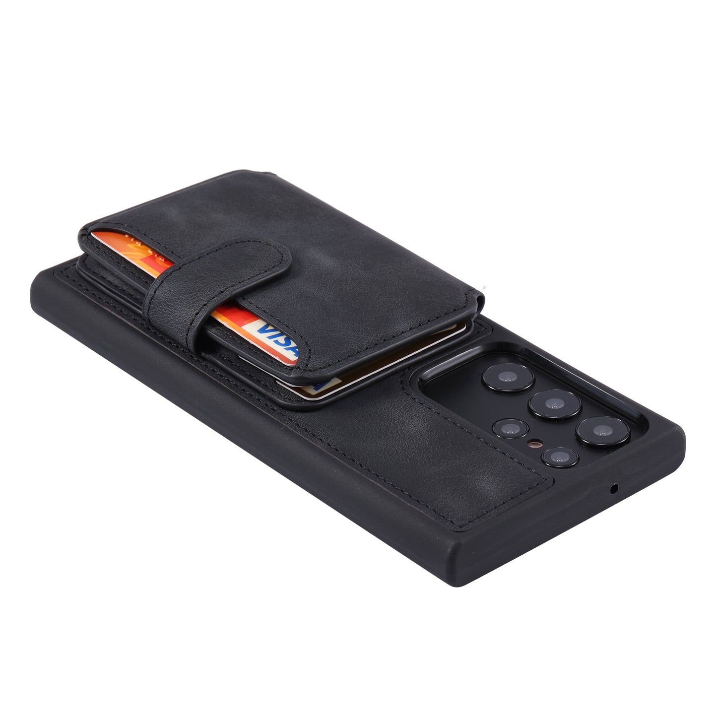 For Samsung Galaxy S24 Ultra Case RFID Blocking Wallet Phone Cover with Card Slot - Black