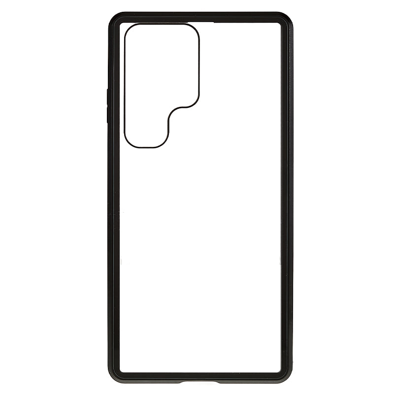 For Samsung Galaxy S24 Ultra Case Magnetic Tempered Glass Double-Sided Phone Cover - Black