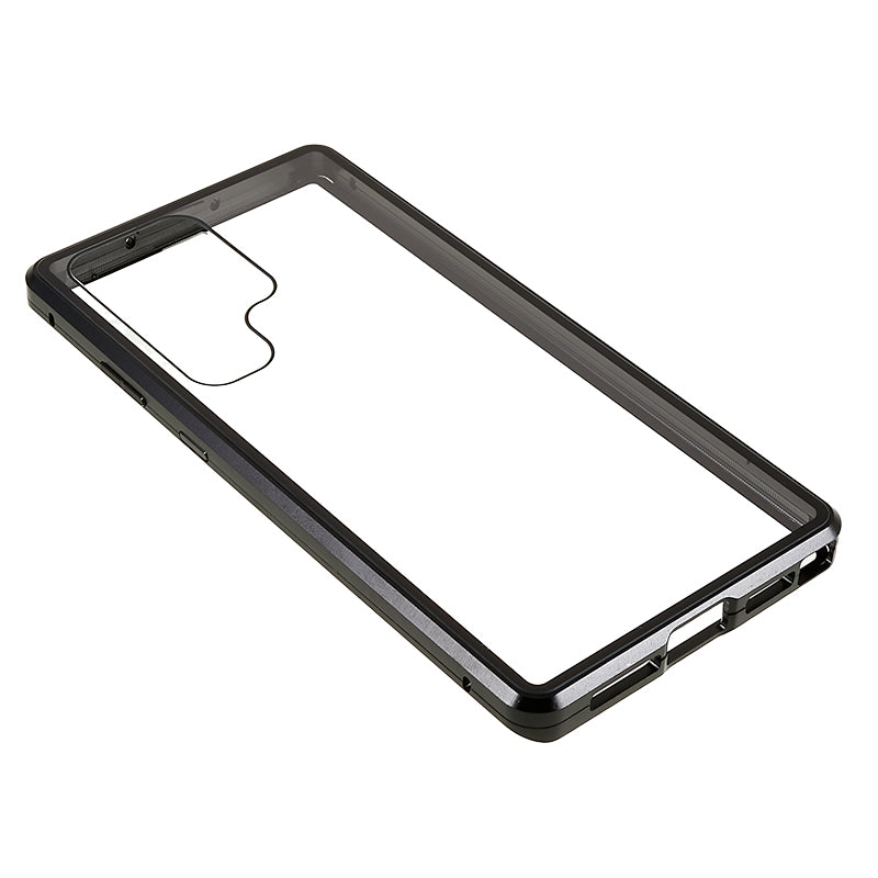 For Samsung Galaxy S24 Ultra Case Magnetic Tempered Glass Double-Sided Phone Cover - Black