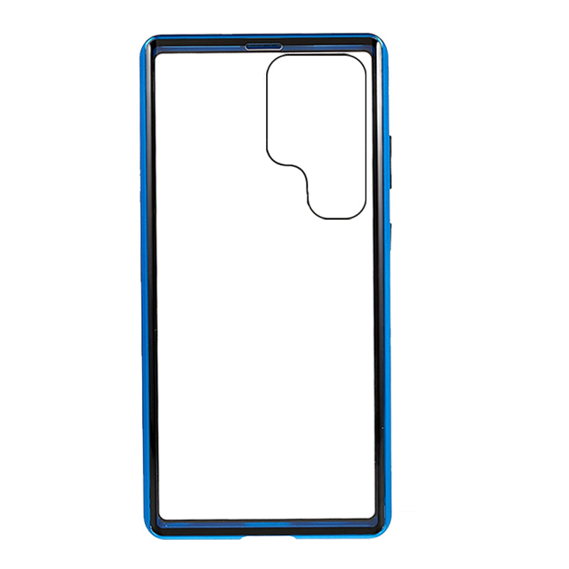 For Samsung Galaxy S24 Ultra Case Magnetic Tempered Glass Double-Sided Phone Cover - Blue