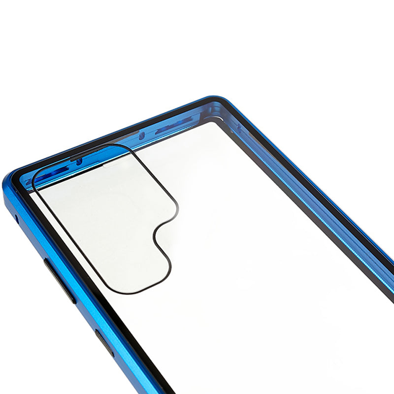 For Samsung Galaxy S24 Ultra Case Magnetic Tempered Glass Double-Sided Phone Cover - Blue