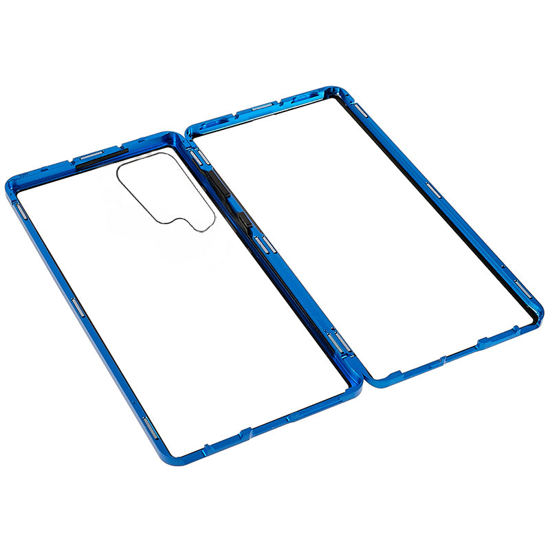For Samsung Galaxy S24 Ultra Case Magnetic Tempered Glass Double-Sided Phone Cover - Blue