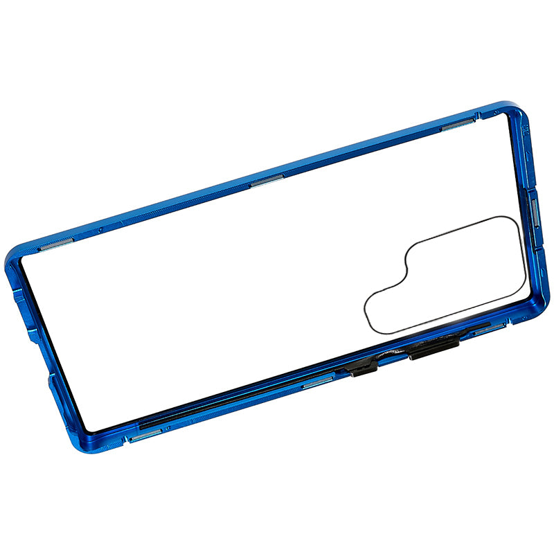 For Samsung Galaxy S24 Ultra Case Magnetic Tempered Glass Double-Sided Phone Cover - Blue