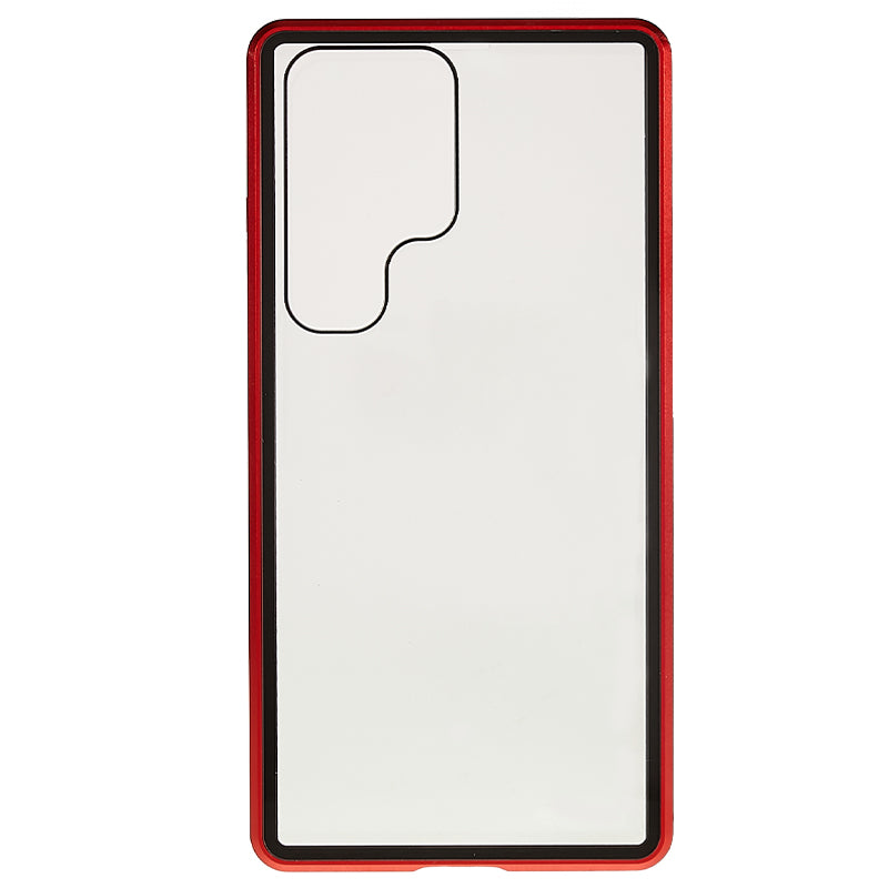 For Samsung Galaxy S24 Ultra Case Magnetic Tempered Glass Double-Sided Phone Cover - Red