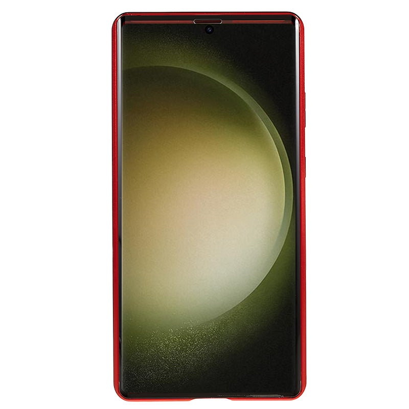 For Samsung Galaxy S24 Ultra Case Magnetic Tempered Glass Double-Sided Phone Cover - Red