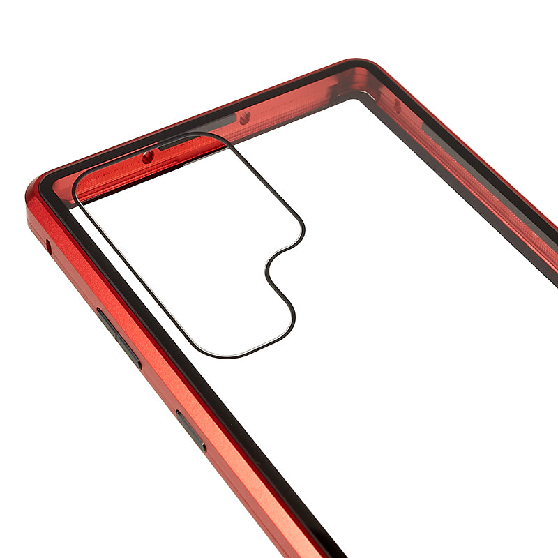 For Samsung Galaxy S24 Ultra Case Magnetic Tempered Glass Double-Sided Phone Cover - Red