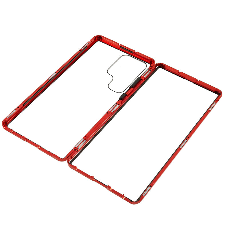 For Samsung Galaxy S24 Ultra Case Magnetic Tempered Glass Double-Sided Phone Cover - Red