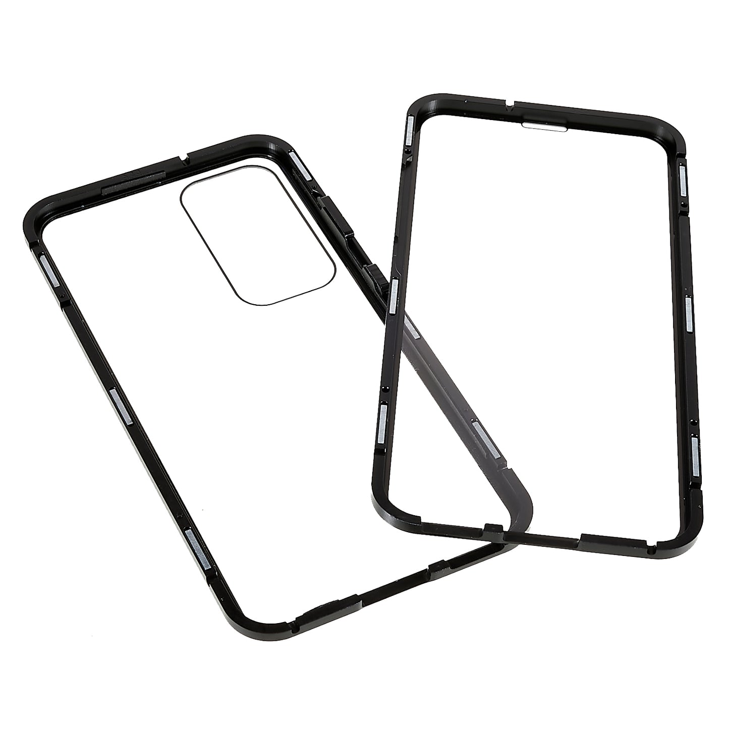 For Samsung Galaxy S24 Magnetic Case Double-Sided Tempered Glass Metal Frame Phone Cover - Black