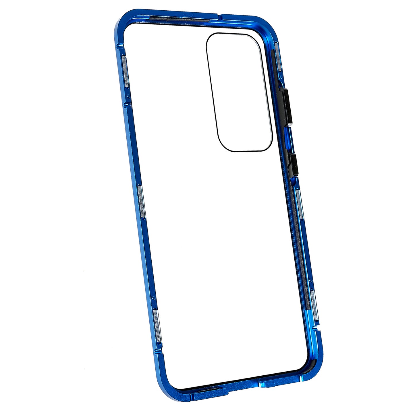 For Samsung Galaxy S24 Magnetic Case Double-Sided Tempered Glass Metal Frame Phone Cover - Blue
