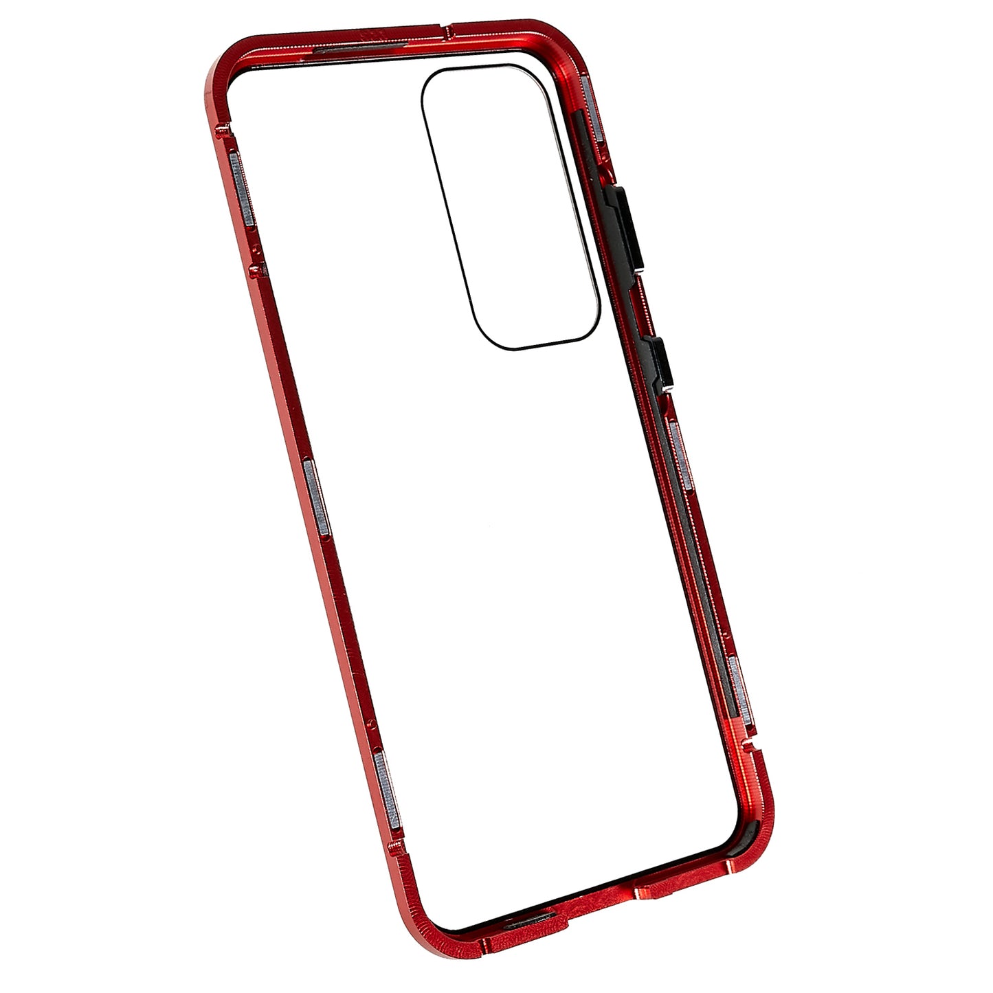 For Samsung Galaxy S24 Magnetic Case Double-Sided Tempered Glass Metal Frame Phone Cover - Red