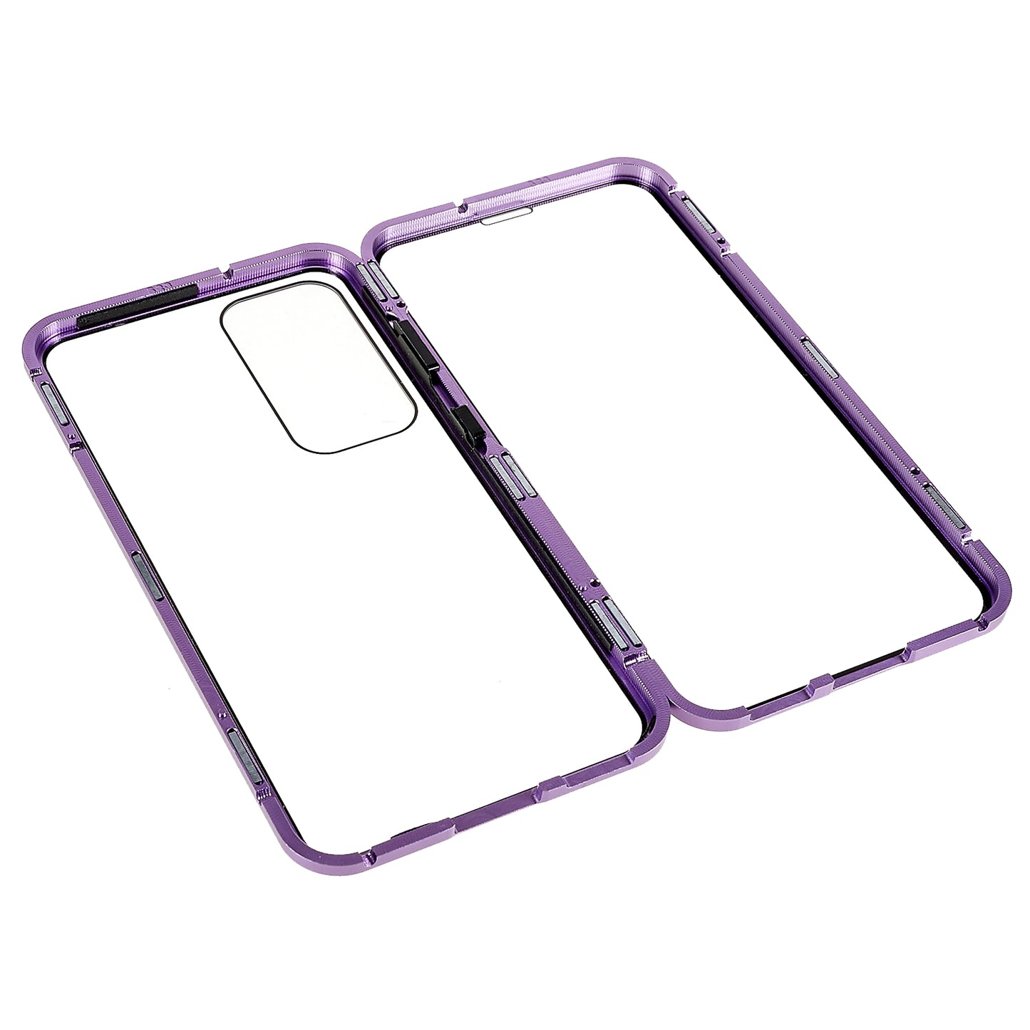 For Samsung Galaxy S24 Magnetic Case Double-Sided Tempered Glass Metal Frame Phone Cover - Purple