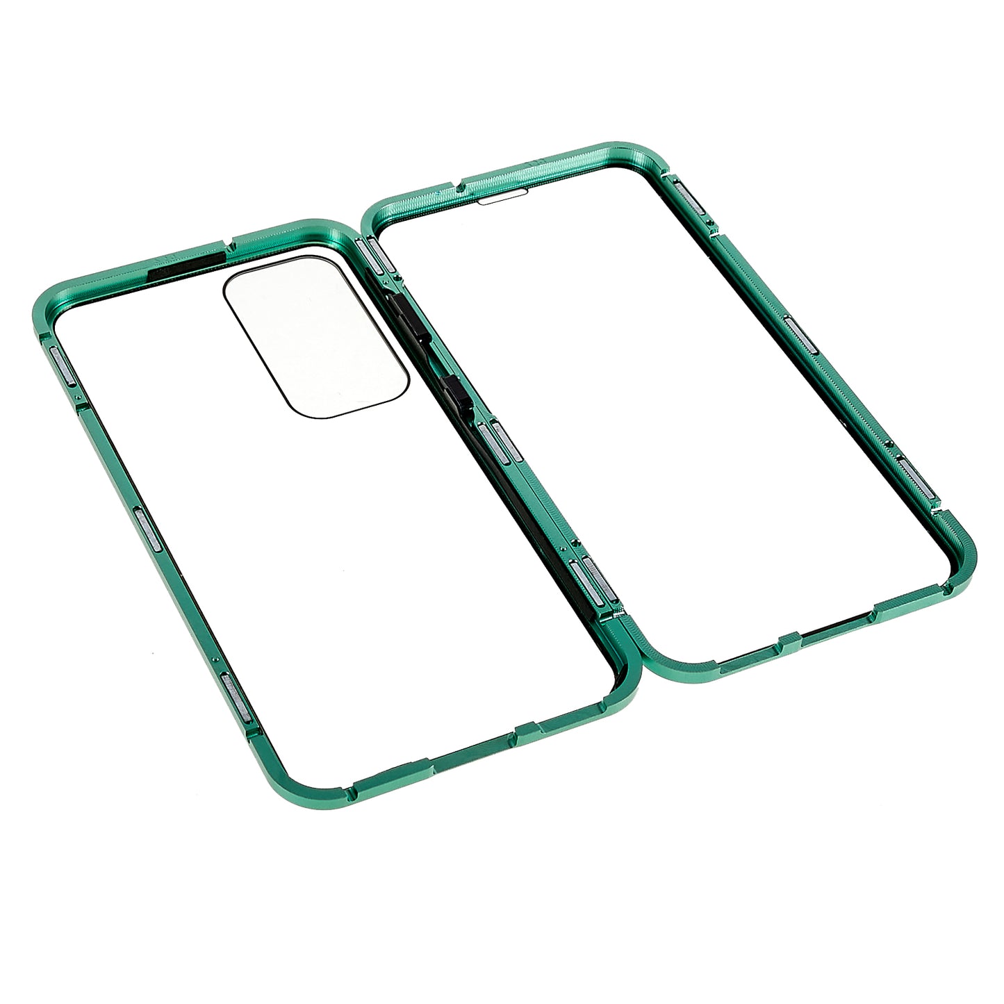 For Samsung Galaxy S24 Magnetic Case Double-Sided Tempered Glass Metal Frame Phone Cover - Green