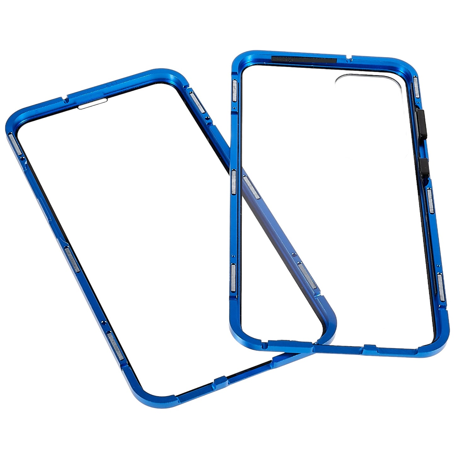 For Samsung Galaxy S24+ Clear Case Magnetic Adsorption Full Body Shockproof Phone Cover - Blue