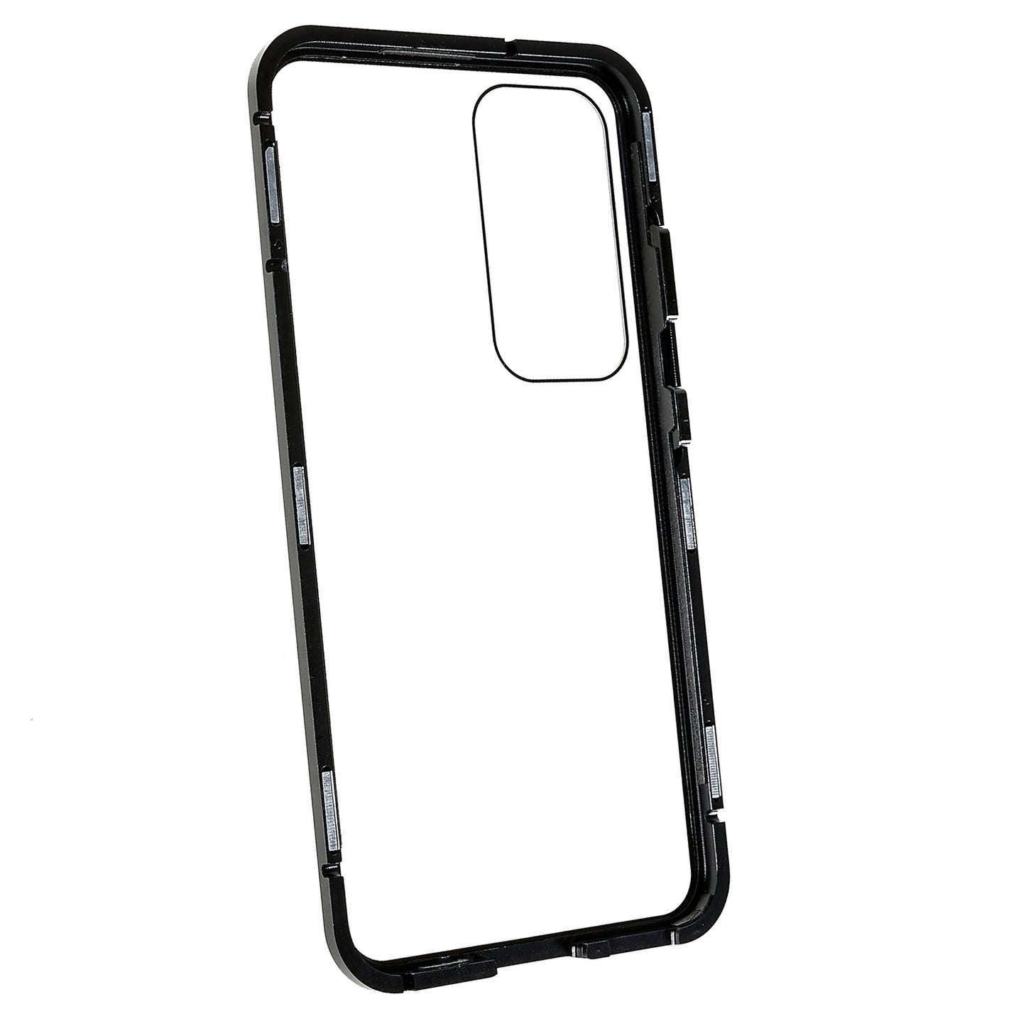 For Samsung Galaxy S24+ Clear Case Magnetic Adsorption Full Body Shockproof Phone Cover - Black
