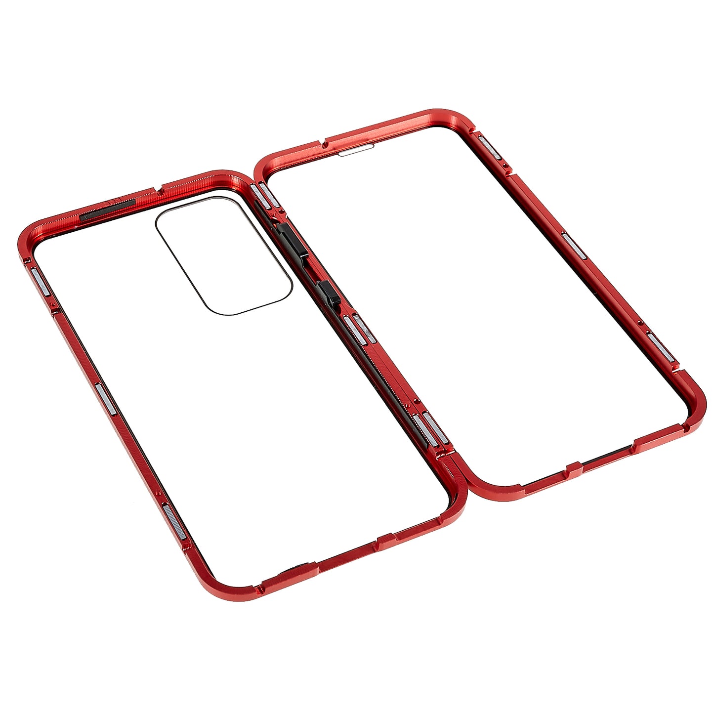 For Samsung Galaxy S24+ Clear Case Magnetic Adsorption Full Body Shockproof Phone Cover - Red
