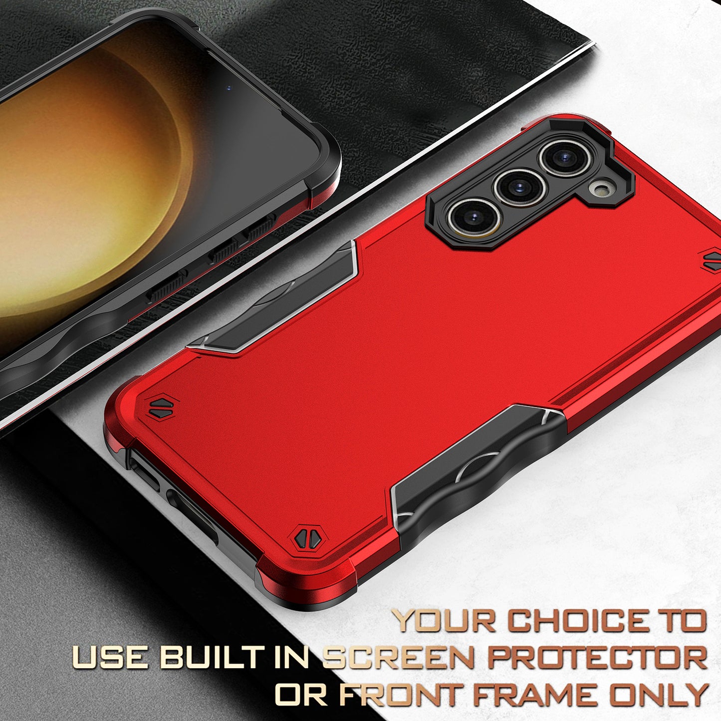For Samsung Galaxy S24 Phone Case Rugged PC + TPU Anti-Drop Cover - Red