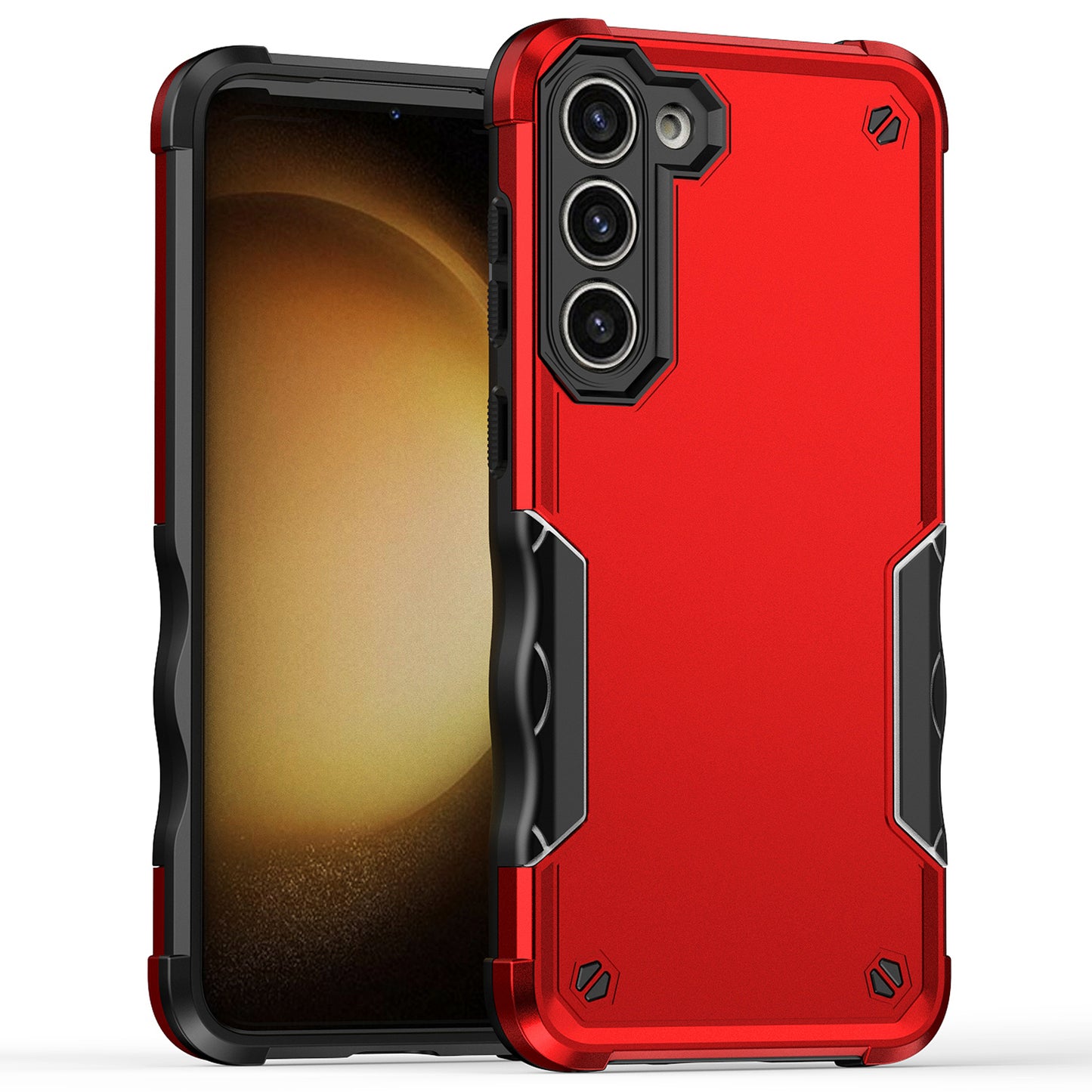 For Samsung Galaxy S24+ Shockproof Cover Anti-Slip Grips Enhanced Corner - Red
