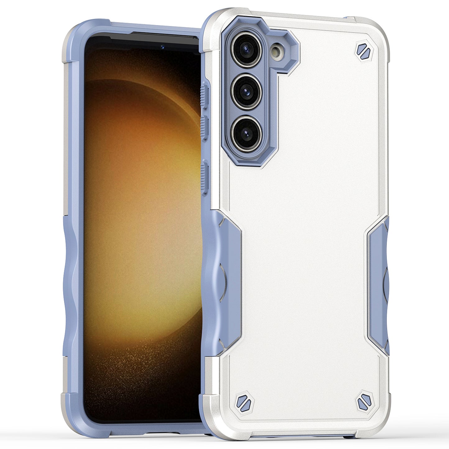 For Samsung Galaxy S24+ Shockproof Cover Anti-Slip Grips Enhanced Corner - White