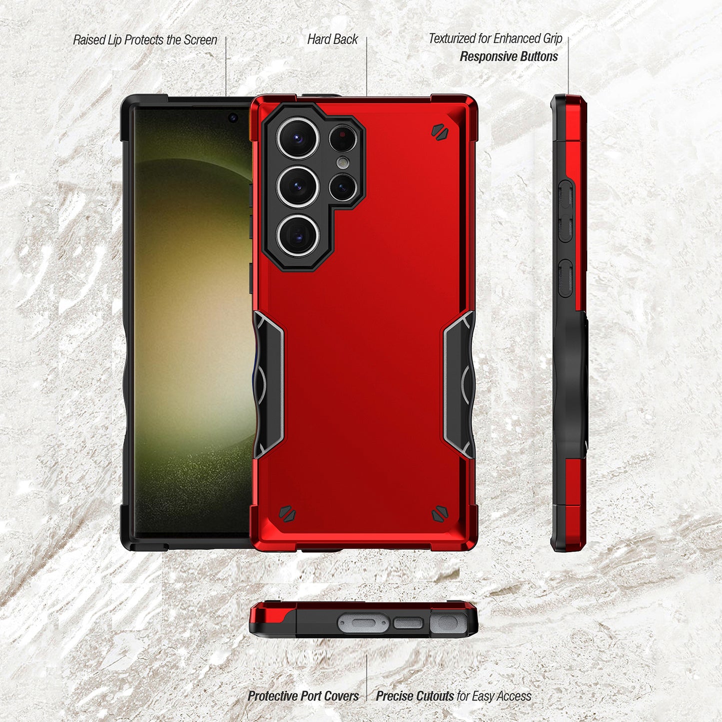 For Samsung Galaxy S24 Ultra Reinforced Protective Shell Hybrid PC+TPU Phone Cover - Green