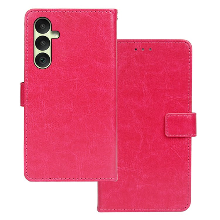 IDEWEI Shockproof Phone Case for Samsung Galaxy A35 5G Case PU Leather Wallet Phone Cover - Rose