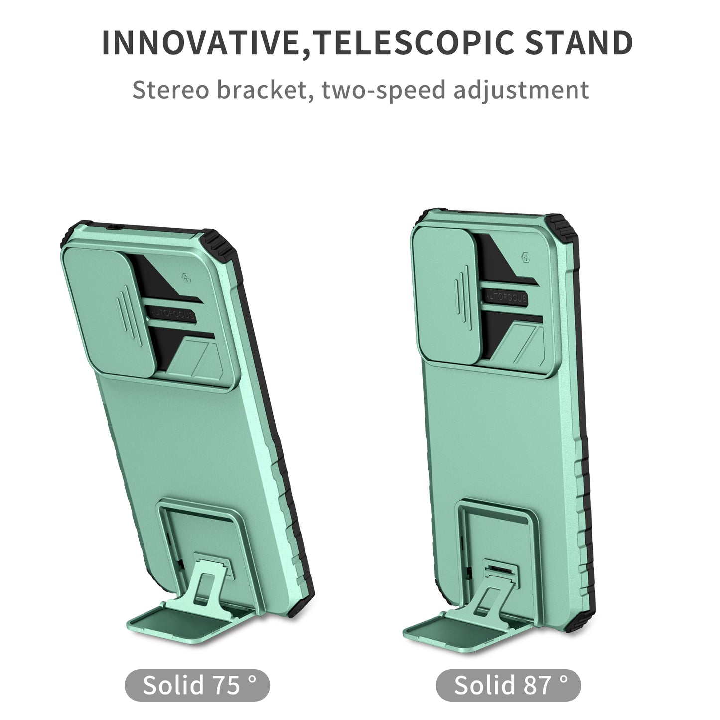 For Samsung Galaxy S24 Case Slide Lens Shield Anti-drop PC+TPU Kickstand Back Cover - Baby Blue