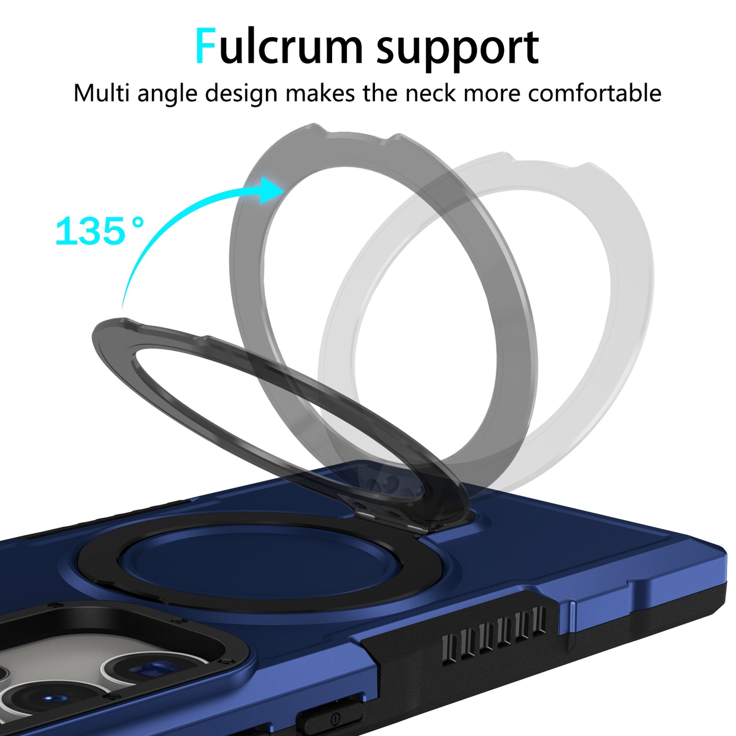 For Samsung Galaxy S24 Ultra Case TPU+PC 2-in-1 Ring Kickstand Shockproof Cover - Sapphire
