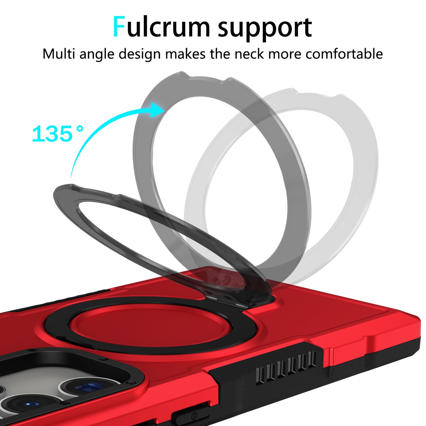 For Samsung Galaxy S24 Ultra Case TPU+PC 2-in-1 Ring Kickstand Shockproof Cover - Red