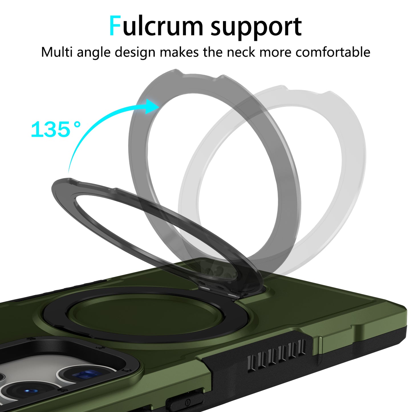 For Samsung Galaxy S24 Ultra Case TPU+PC 2-in-1 Ring Kickstand Shockproof Cover - Blackish Green