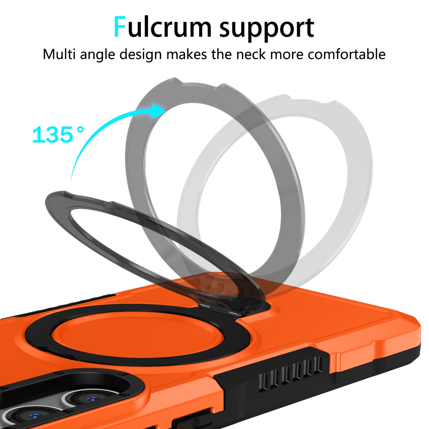 For Samsung Galaxy S24+ Case Hybrid TPU+PC Cover with Ring Holder Kickstand - Orange