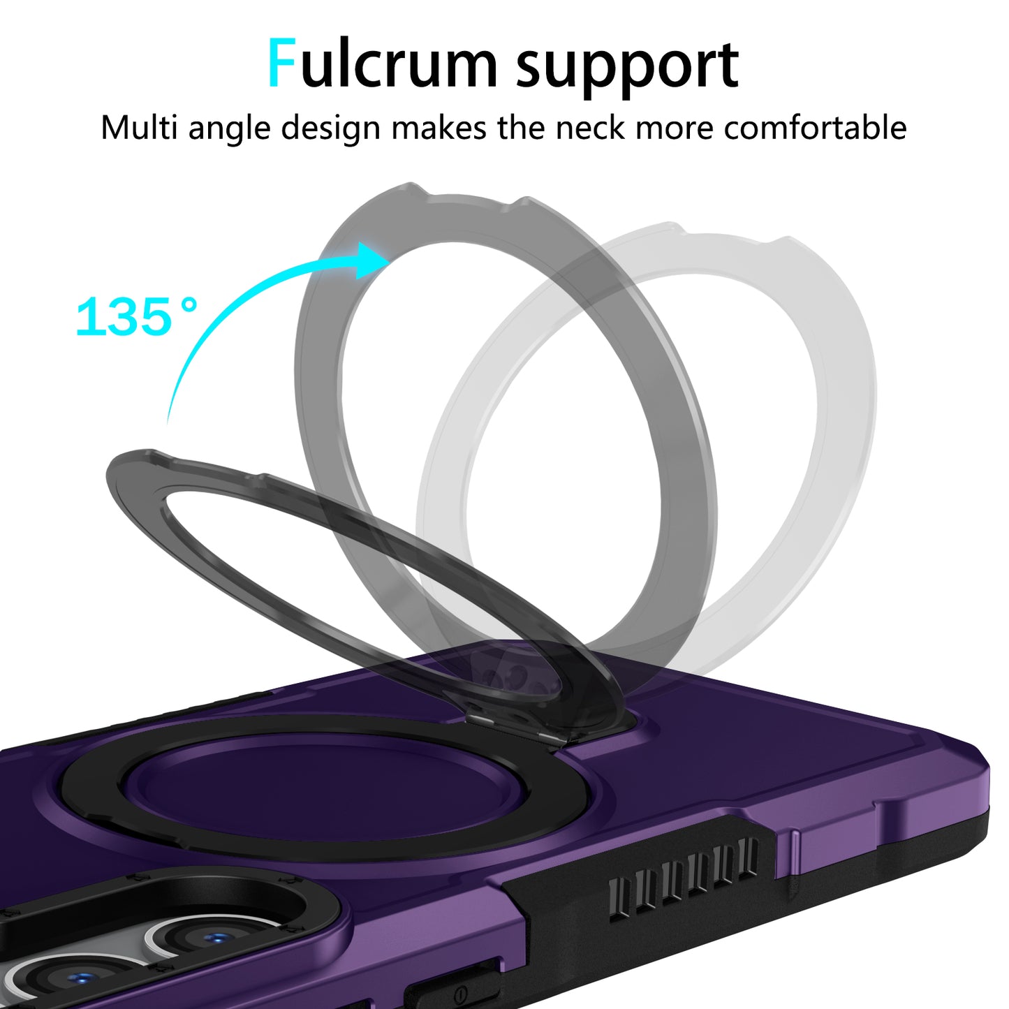 For Samsung Galaxy S24+ Case Hybrid TPU+PC Cover with Ring Holder Kickstand - Dark Purple
