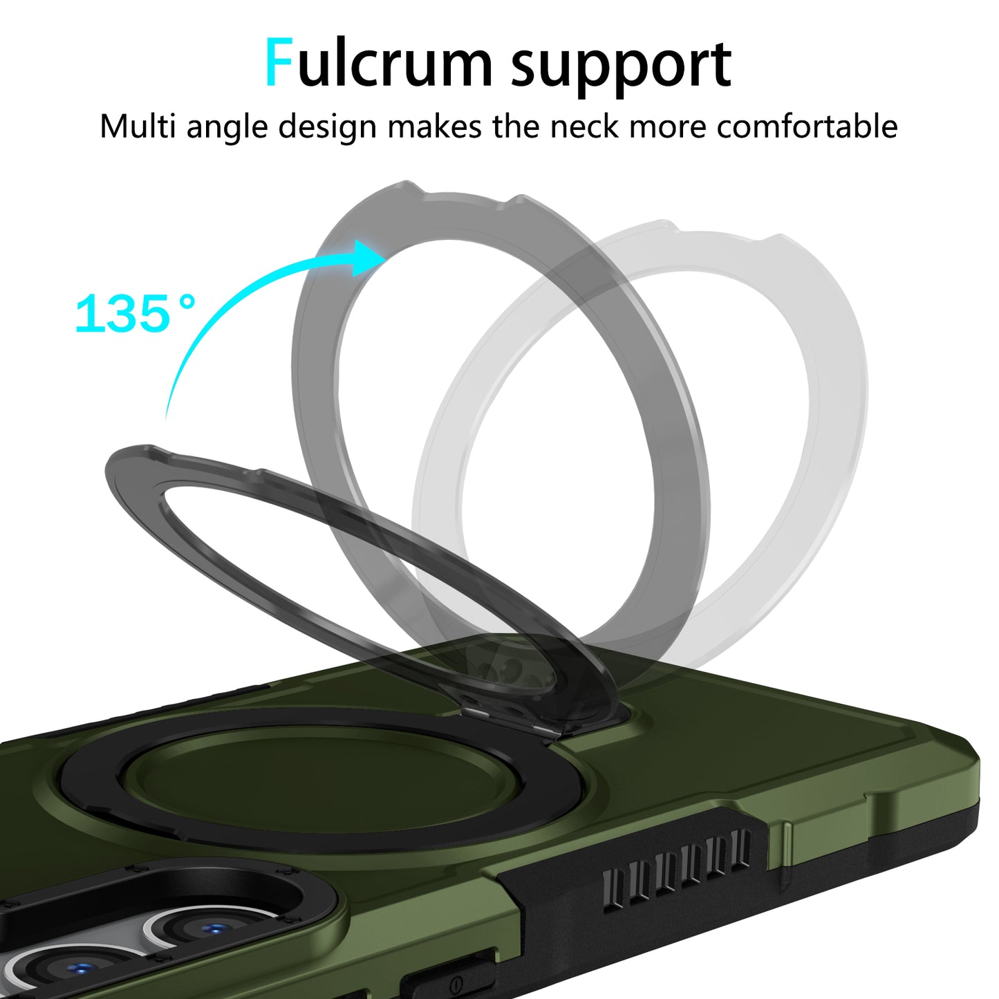 For Samsung Galaxy S24 Phone Cover TPU+PC Dual-Layer Ring Kickstand Anti-Drop Case - Blackish Green