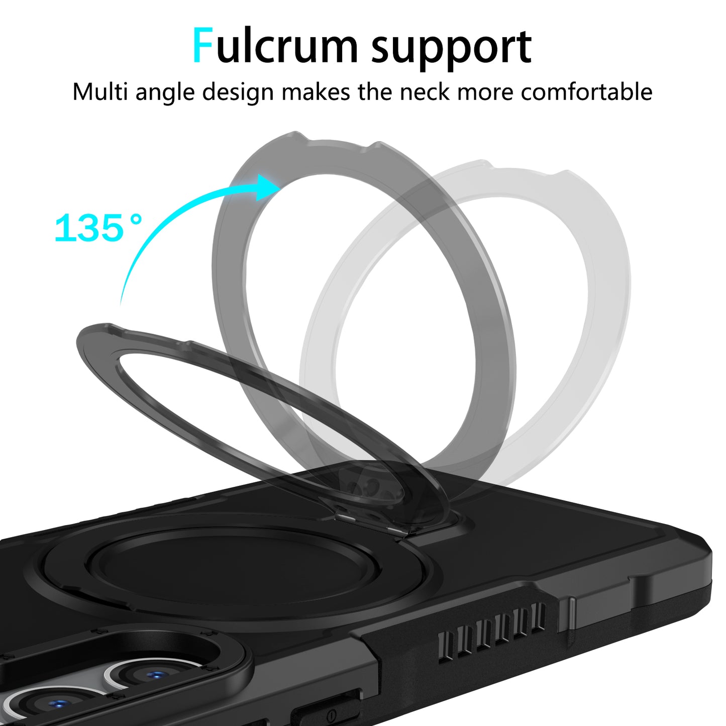 For Samsung Galaxy S24 Phone Cover TPU+PC Dual-Layer Ring Kickstand Anti-Drop Case - Black