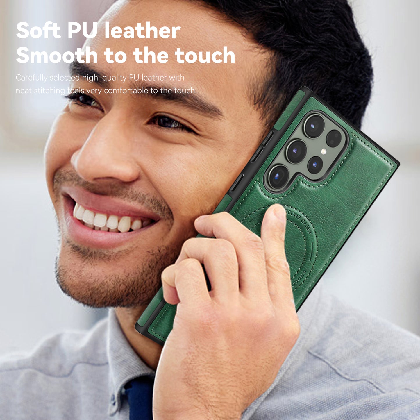 For Samsung Galaxy S24 Ultra Magnetic Case Kickstand Series Protective Cover - Blackish Green
