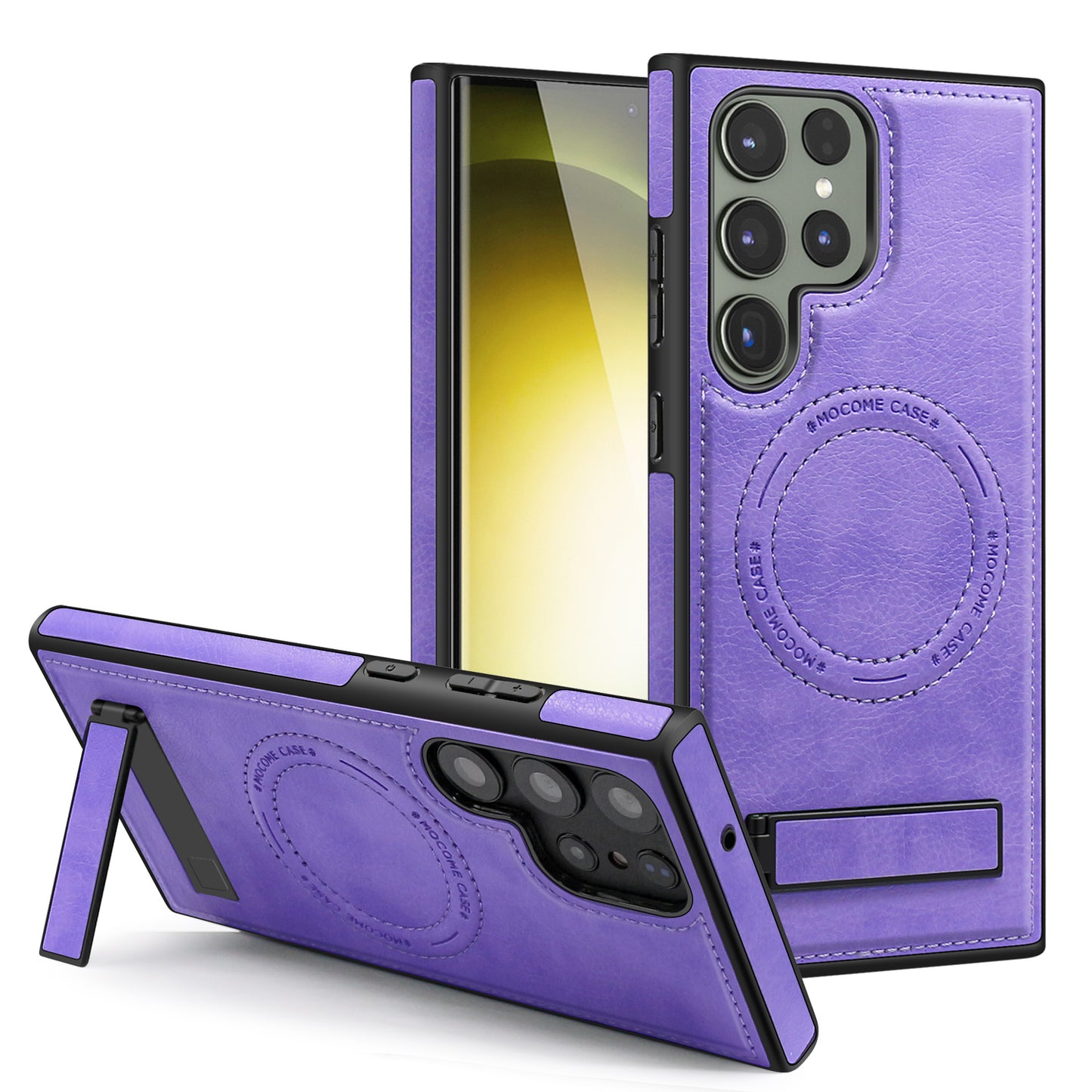 For Samsung Galaxy S24 Ultra Magnetic Case Kickstand Series Protective Cover - Light Purple