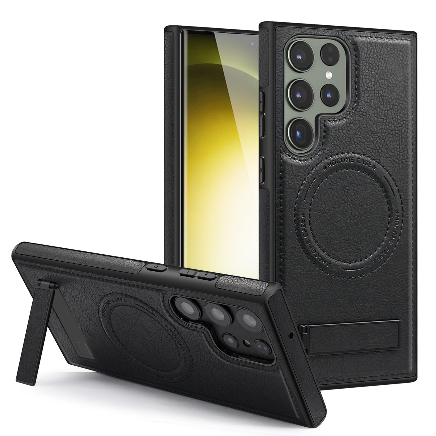 For Samsung Galaxy S24 Ultra Magnetic Case Kickstand Series Protective Cover - Black