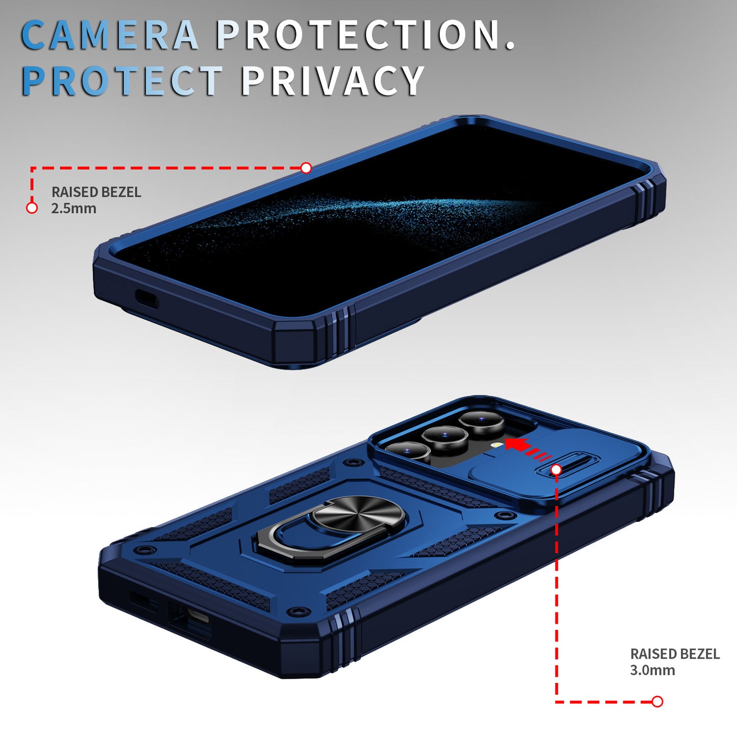 Slide Window Design for Samsung Galaxy S24+ Phone Case TPU+PC Protective Cover - Sapphire