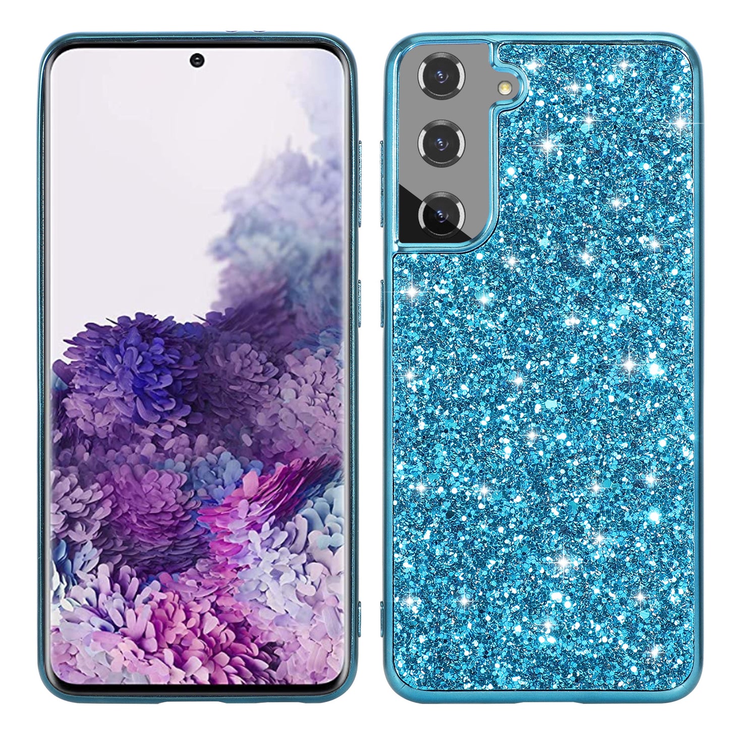 For Samsung Galaxy S24 Case Electroplating TPU Frame + PC Back Smartphone Cover - Blue
