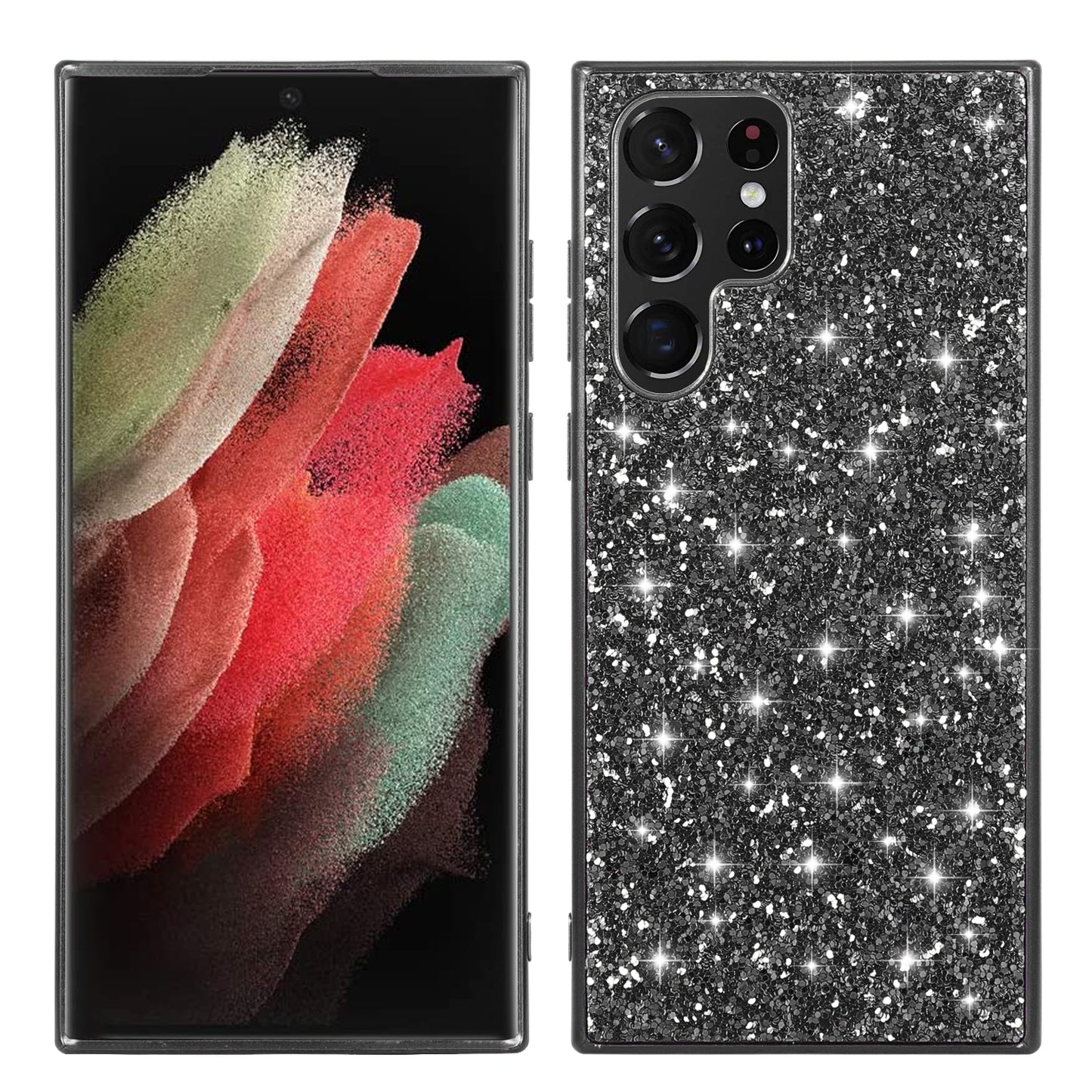 For Samsung Galaxy S24 Ultra Cell Phone Case Electroplating TPU Frame + PC Back Protective Shell - Black