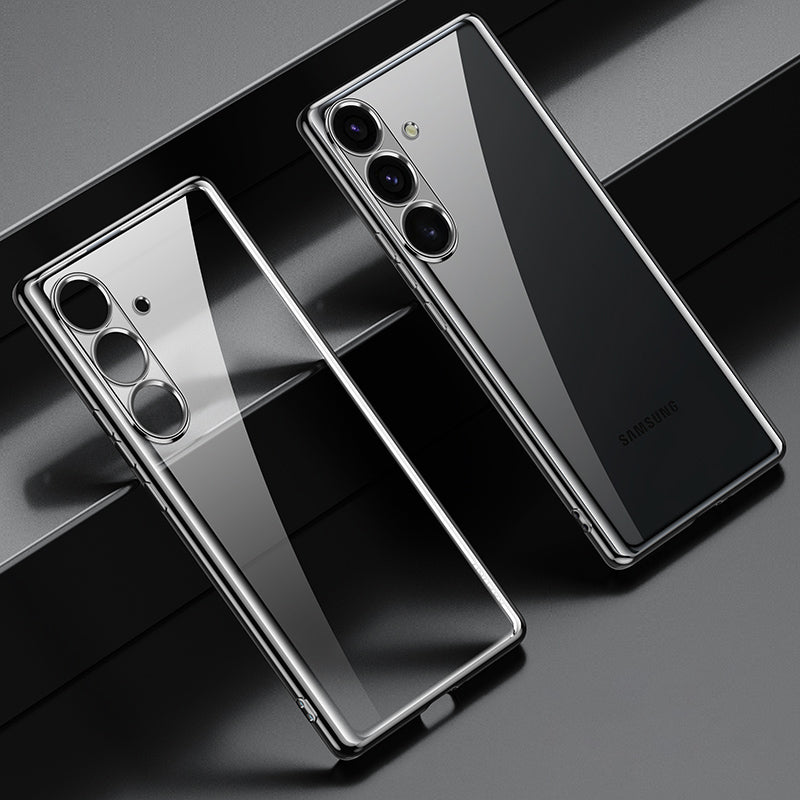 SULADA For Samsung Galaxy S24 Clear TPU Cover Electroplated Case with Precision Holes - Black