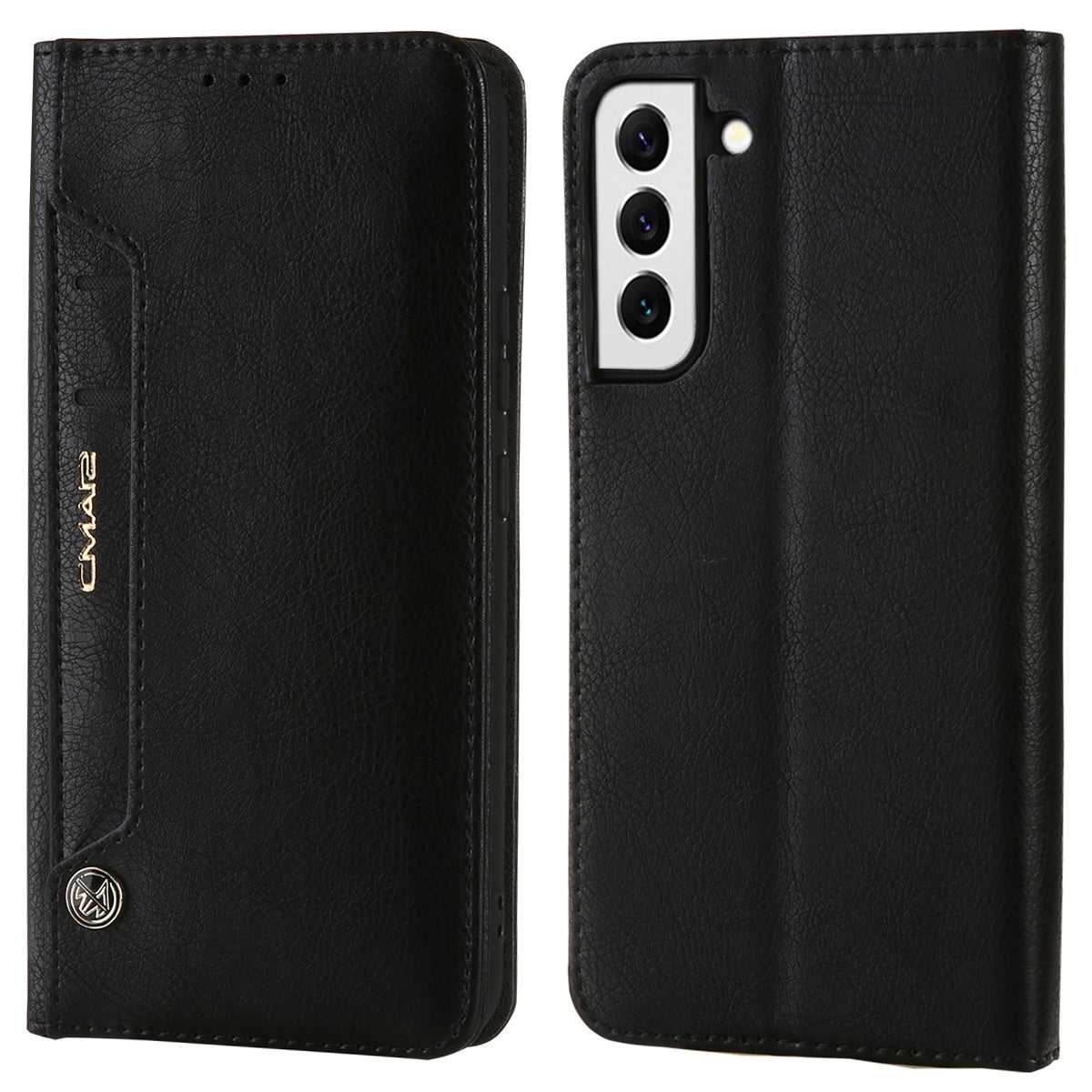 CMAI2 For Samsung Galaxy S24 Case PU Leather+TPU Phone Cover with Card Holder - Black