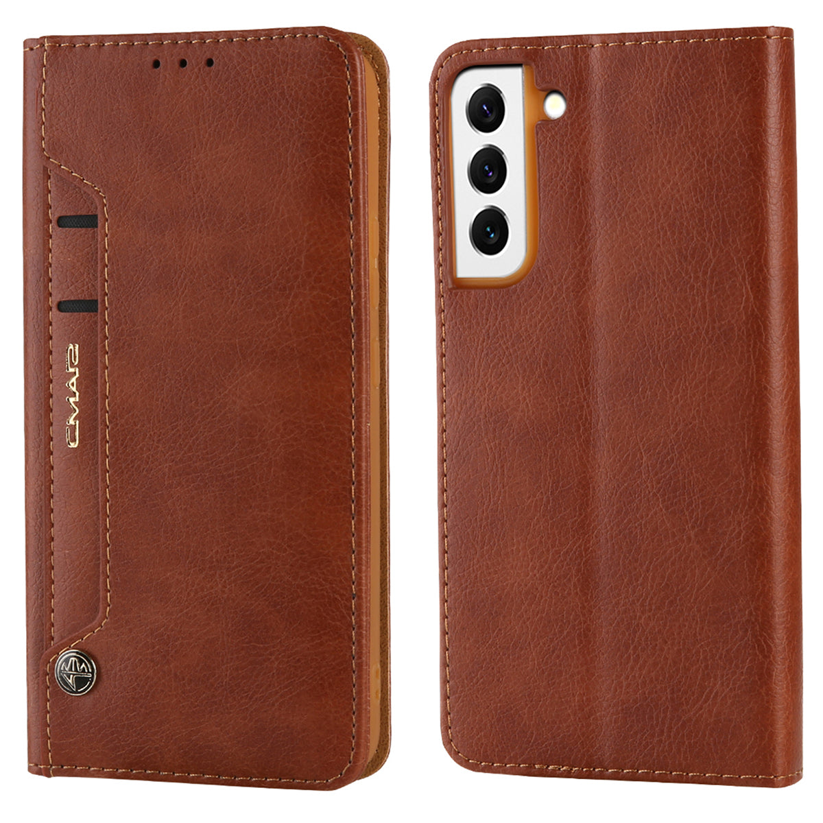 CMAI2 For Samsung Galaxy S24 Case PU Leather+TPU Phone Cover with Card Holder - Brown